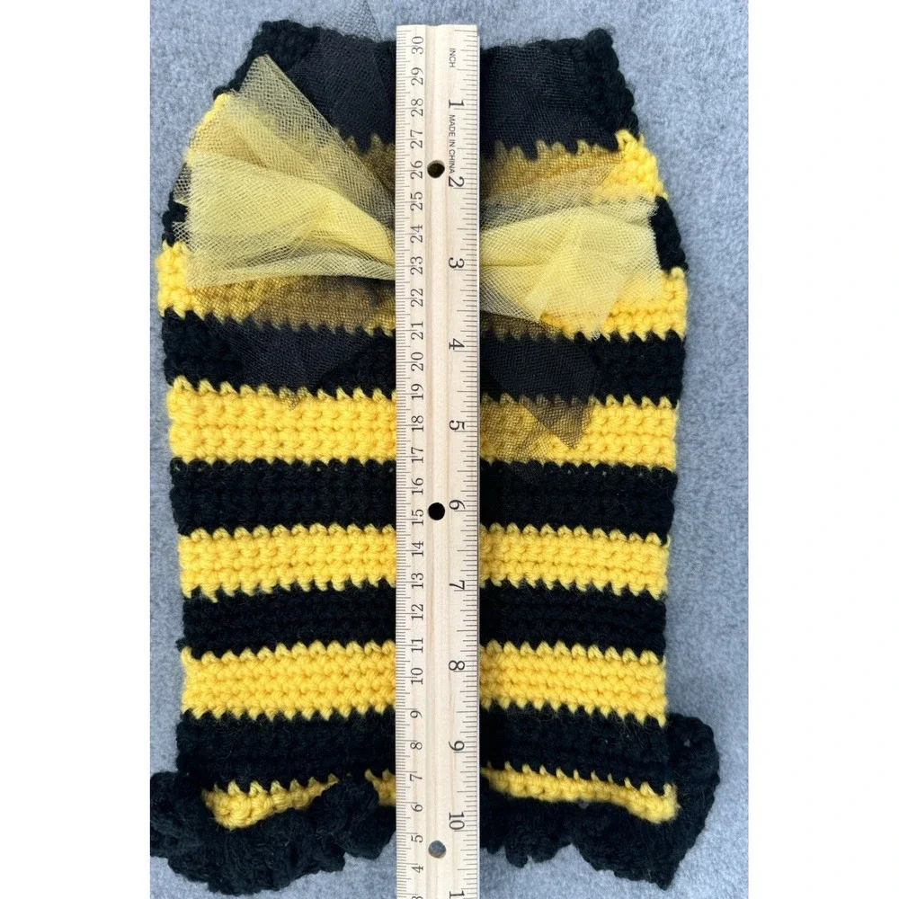 Dog Sweater Hat Set Small‎ Bumblebee Costume Outfit Handmade Crochet